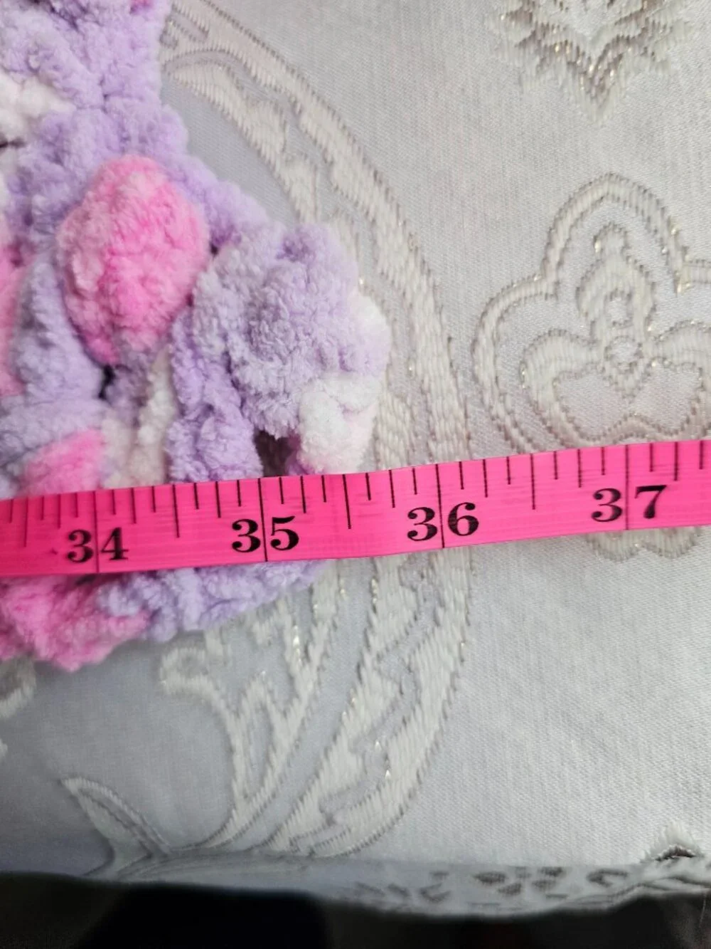 New Hand Crocheted Pink & Purple Lap Throw/Baby Blanket - Soft Chenille 36